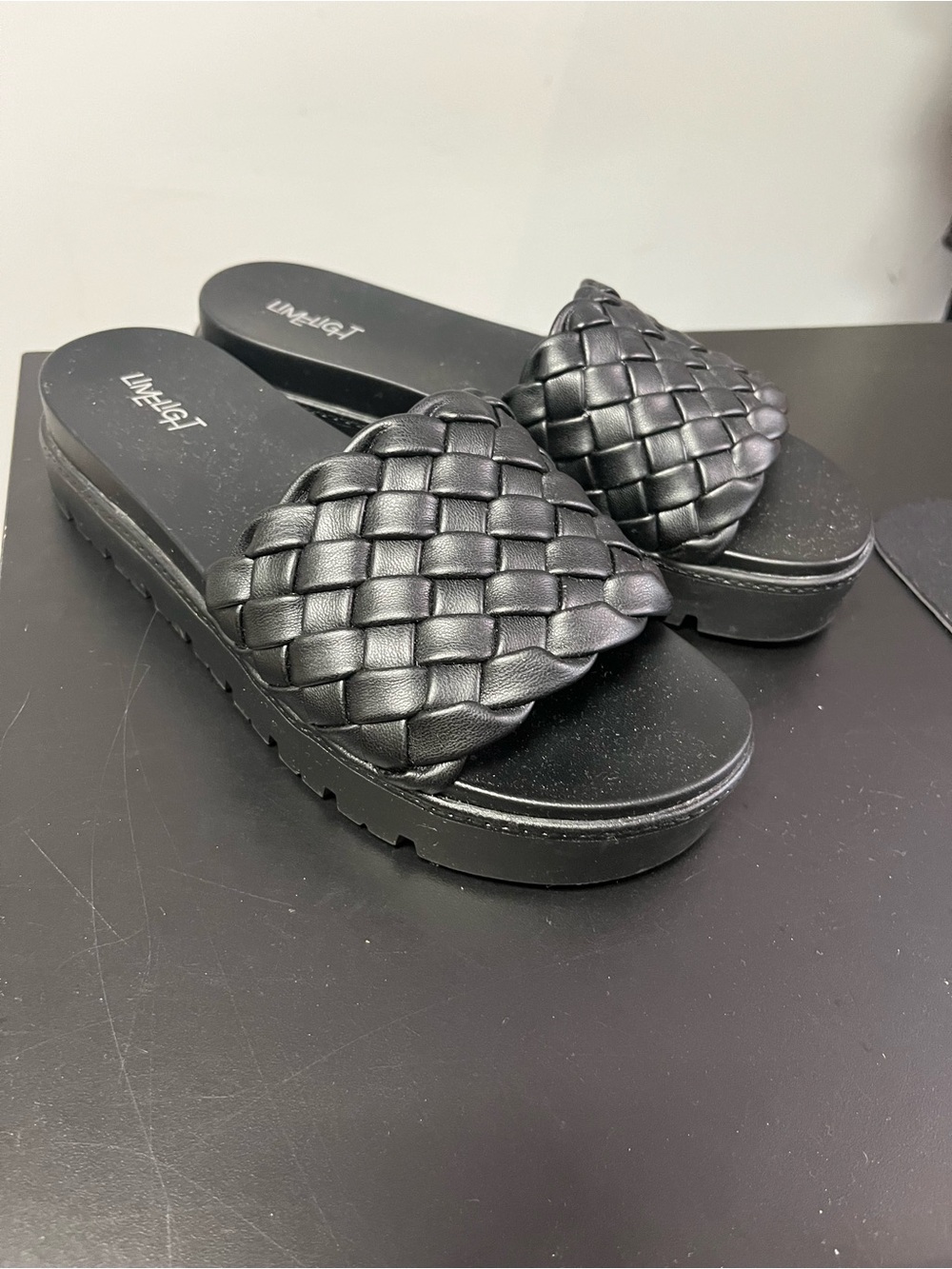 1423/ lime light sandals Lively Black Woven Slide Sandals for Women Size 7